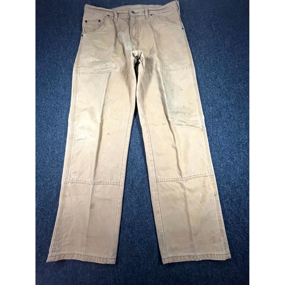 Vintage Dickies Work Pants Mens 34x30 Brown Double Knee Straight Leg Relaxed Fit